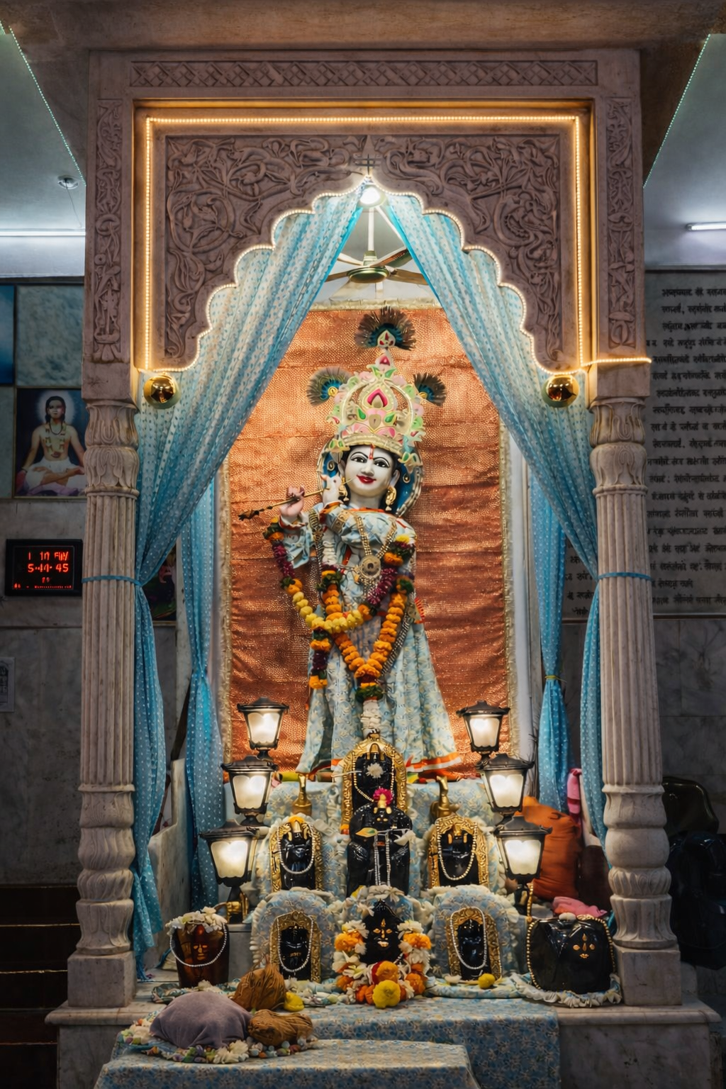 A divine glimpse of Shri Krishna adorned with sacred ornaments, radiating peace, devotion, and eternal love