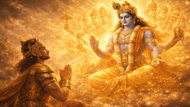 bhagavad gita krishna teaching arjuna vishwaroop divine form