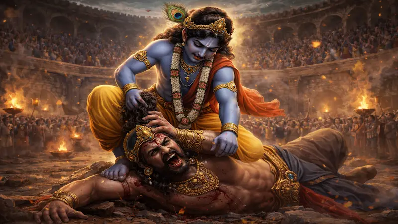 krishna kills kansa mathura arena battle scene