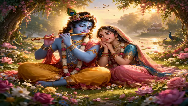 radha krishna love story vrindavan flute divine spiritual connection